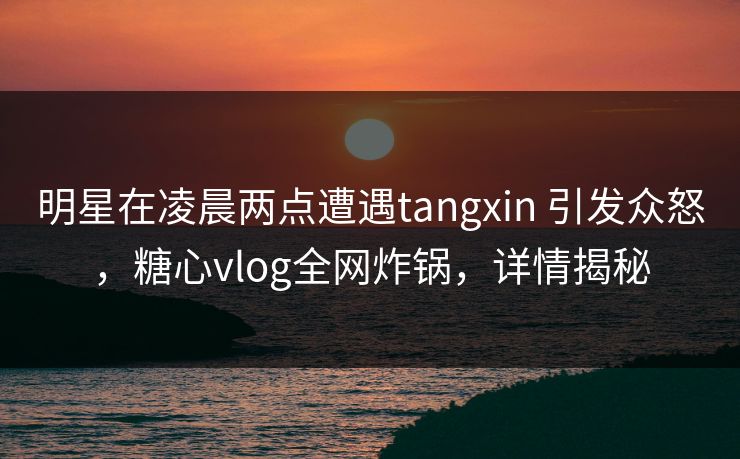 明星在凌晨两点遭遇tangxin 引发众怒,糖心vlog全网炸锅,详情揭秘