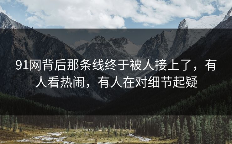 91网背后那条线终于被人接上了,有人看热闹,有人在对细节起疑